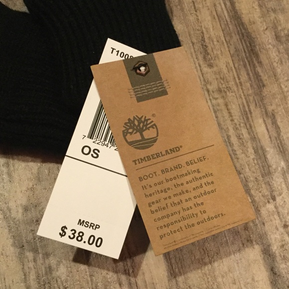 NWT Timberland Fleece Lined Knit Logo Mittens - Picture 4 of 4